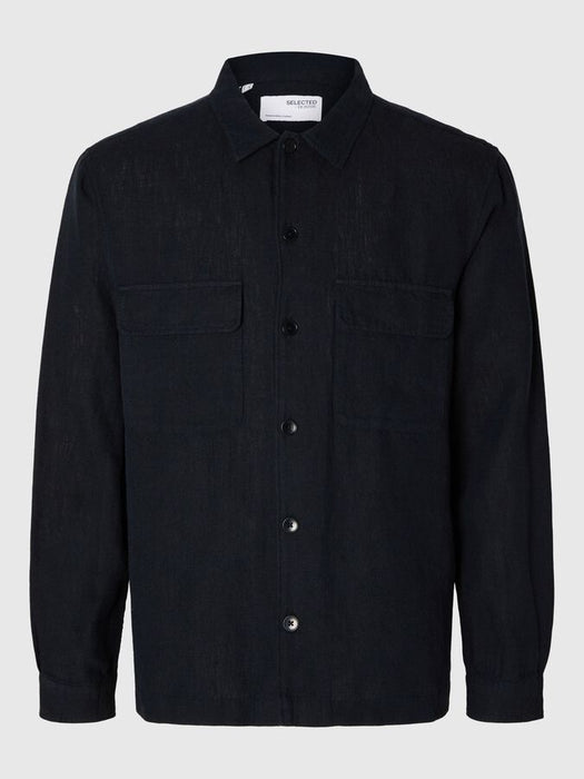 Selected Homme Mads Linen Overshirt in Sky Captain
