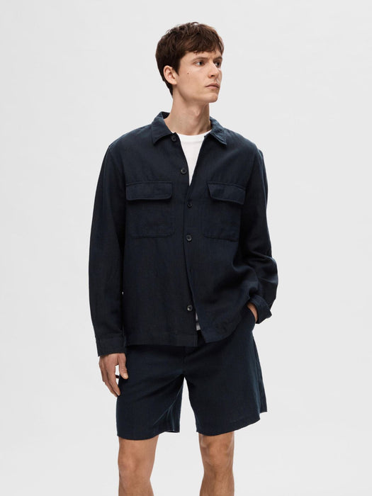 Selected Homme Mads Linen Overshirt in Sky Captain
