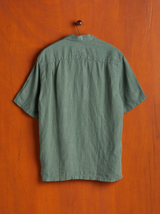 Portuguese Flannel Linen Camp Shirt in Dry Green