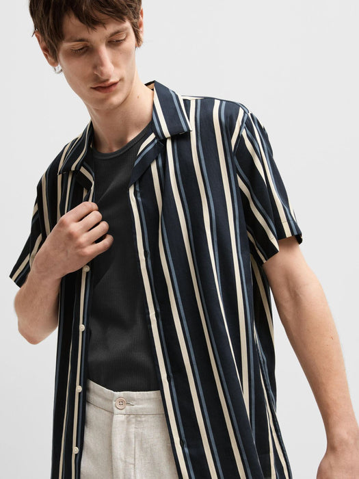 Selected Homme Air Shirt in Sky Captain Stripes