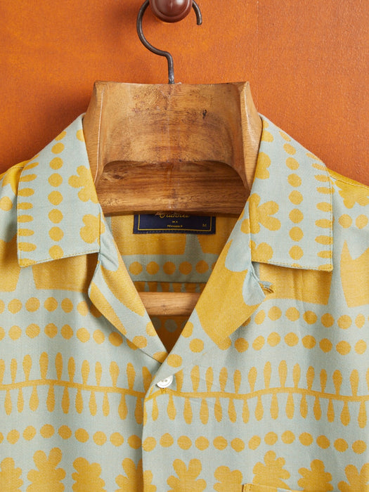 Portuguese Flannel Barca Shirt in Mint & Yellow