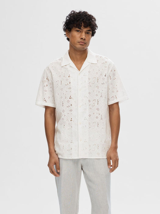 Selected Homme Jax Shirt in White Broderie