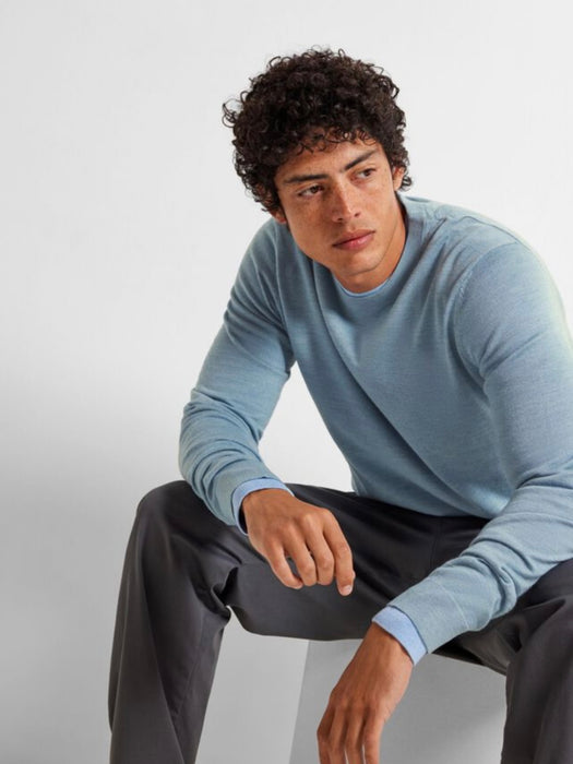 Selected Homme Town Merino Knit in Blue Shadow