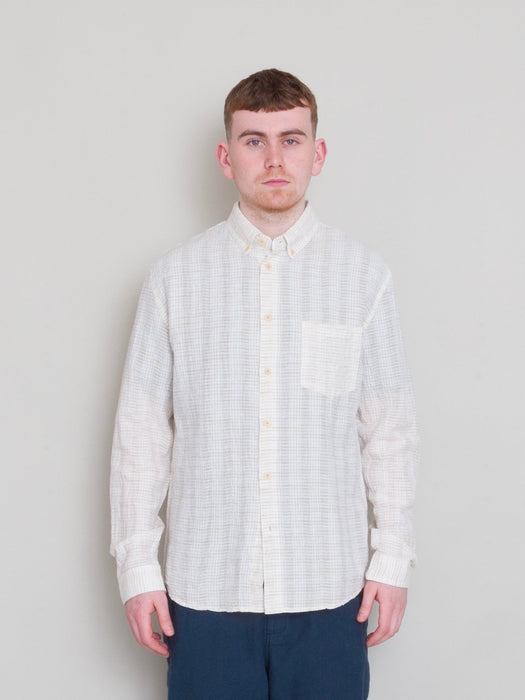 Folk Relaxed Fit Shirt in Natural Crinkle Stripe