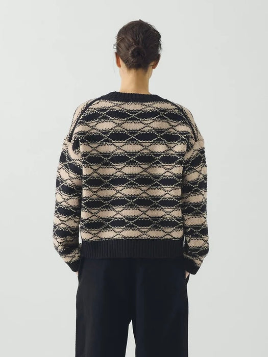 Toast Women Jacquard Stripe Sweater in Navy/Ecru