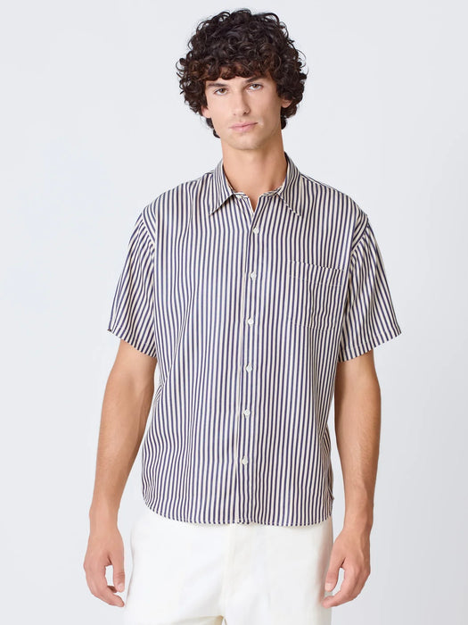 La Paz Roque Shirt in Dark Navy Stripes