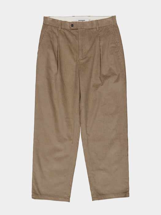 Parages Wide Pleat Cord Pants in Fawn