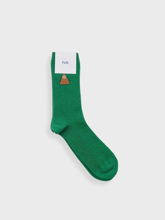 Folk Men Waffle Socks in Green