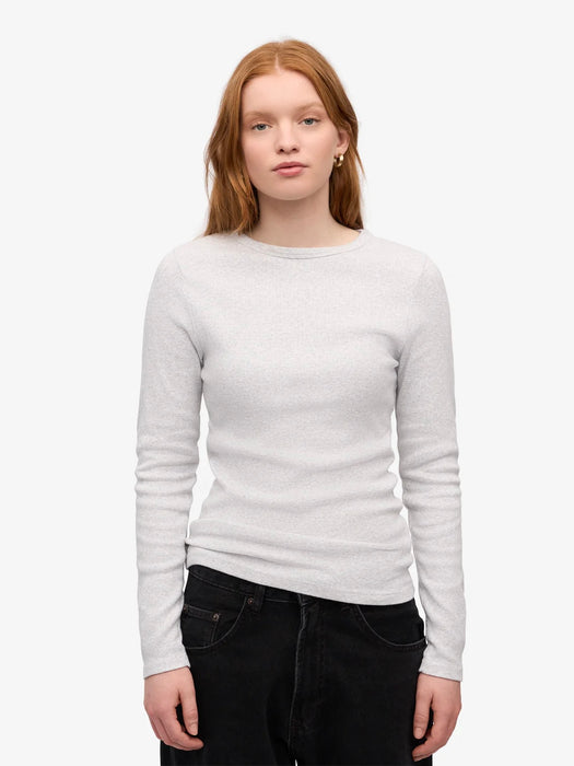 Colorful Standard Women's Rib Longsleeve Tee in Snow Melange