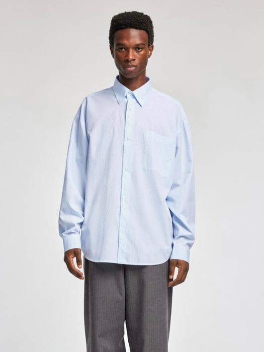 Annarr Volund Textured Stripe Shirt in Light Blue