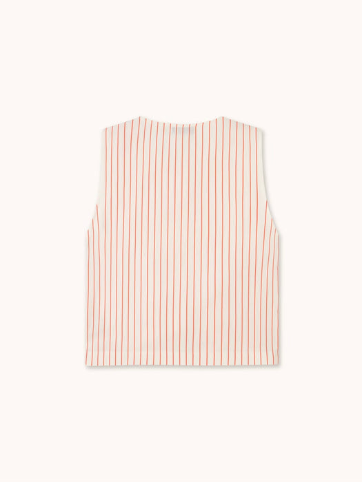 The Tiny Big Sister Thin Stripes Bow Vest in Off-White