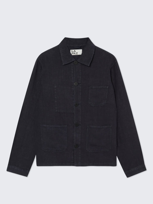 La Paz Baptista Worker Jacket in Dark Navy Linen