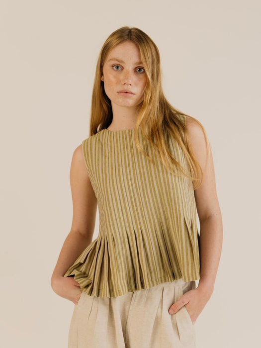 Sideline Minnie Top in Ochre Stripe