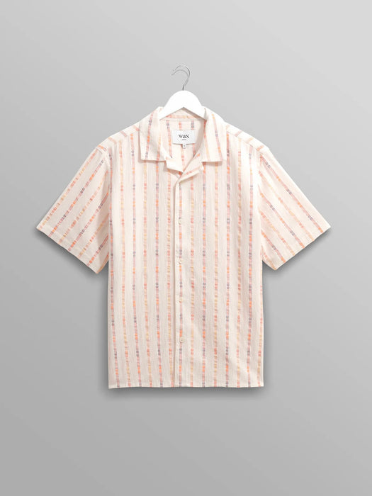 Wax Didcot SS Shirt in Ecru/Orange Multi-loom Stripe