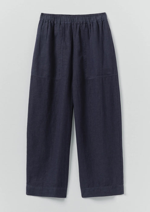 Toast Barrel Leg Trouser Blueberry Linen