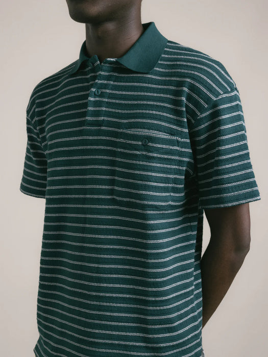 Kestin Dunn Polo in Green / Ecru Stripe