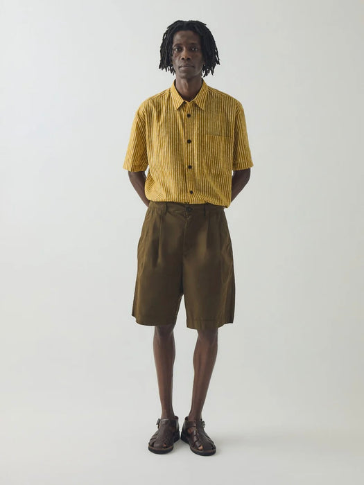 Toast Men Dabu Print Stripe Shirt in Turmeric