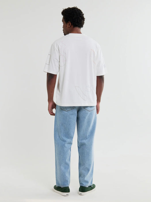 Wax Milton SS Embroidered Shapes T-shirt in Ecru