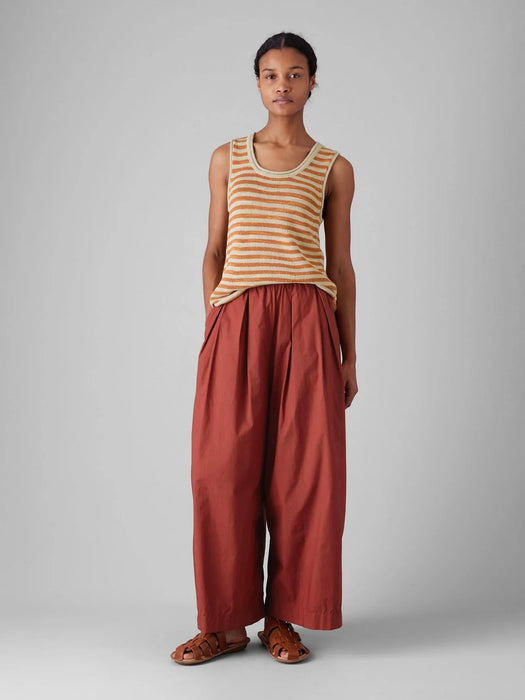Toast Stripe Linen Knitted Vest in Parchment / Butterscotch