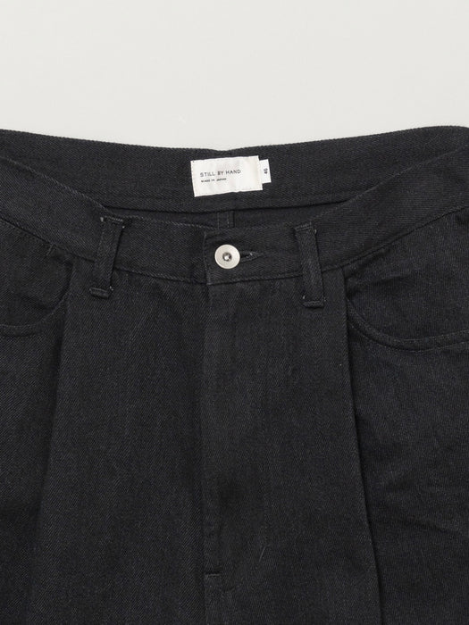 Still By Hand 12oz Denim Trousers in Black