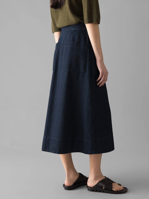 Toast Denim Wrap Skirt in Indigo Cotton Hemp