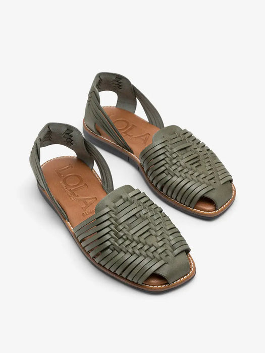 Lola Almagro Woven Soana Sandals in Wasabi