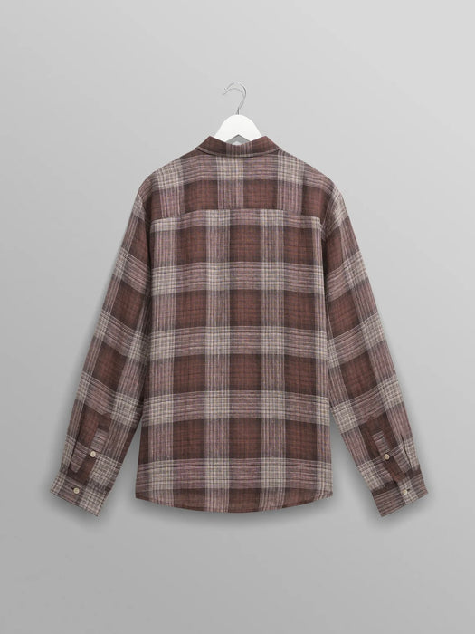 Wax Jaunt LS Shirt in Brown Linen Check