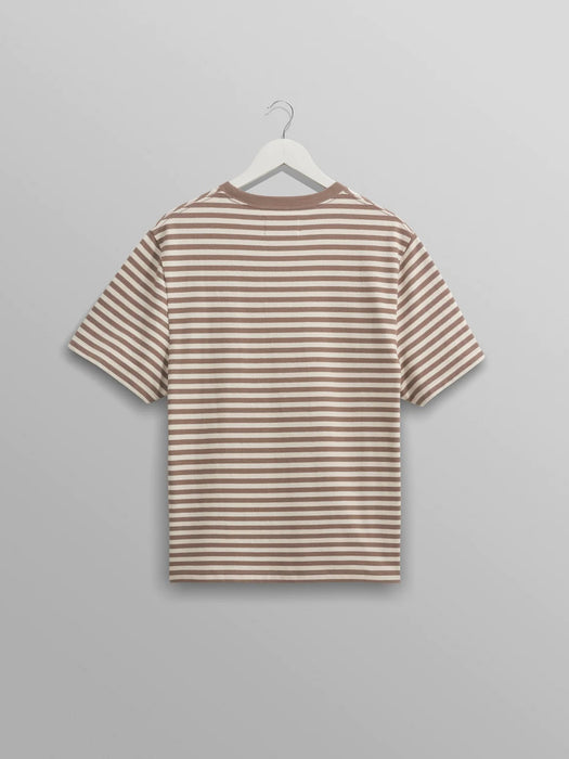 Wax Dean T-shirt in Walnut / Ecru Jolt Stripe