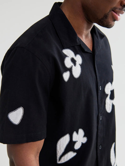 Wax Didcot Abstract Applique Shirt in Black / Beige