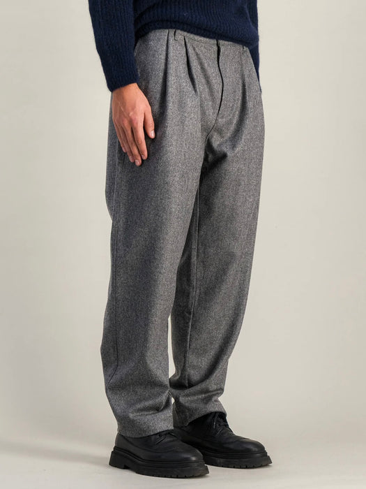 Parages Double Pleat Pant in Grey Mel Flannel