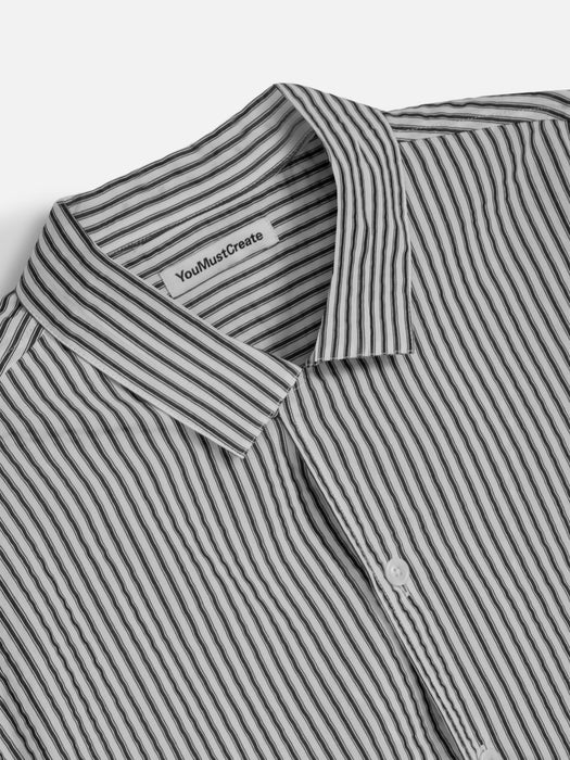 YMC Men Malick Shirt in Black Stripe