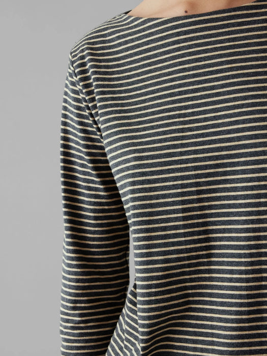 Toast Long Sleeve Tee in Grey/Sand Stripes