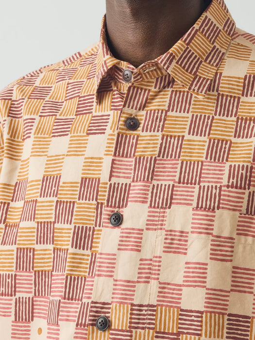Toast Men Variegated Block Print Shirt in Mace