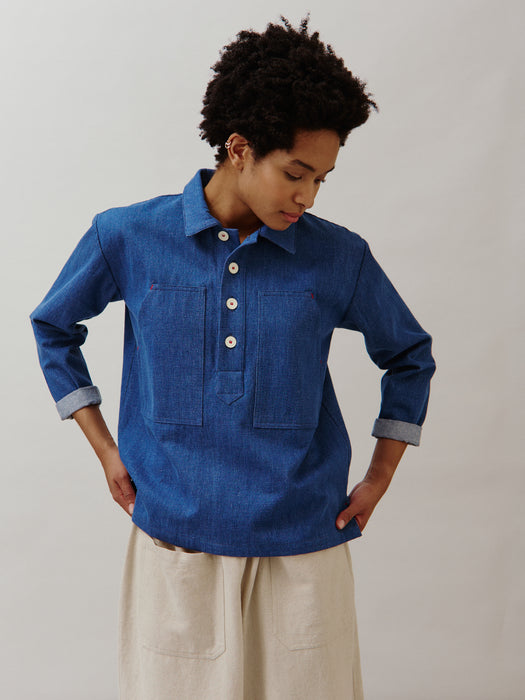 Sideline Sunny Shirt in Indigo