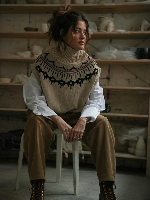 Beaumont Organic Kanon-Sue Fairisle Vest in Cream