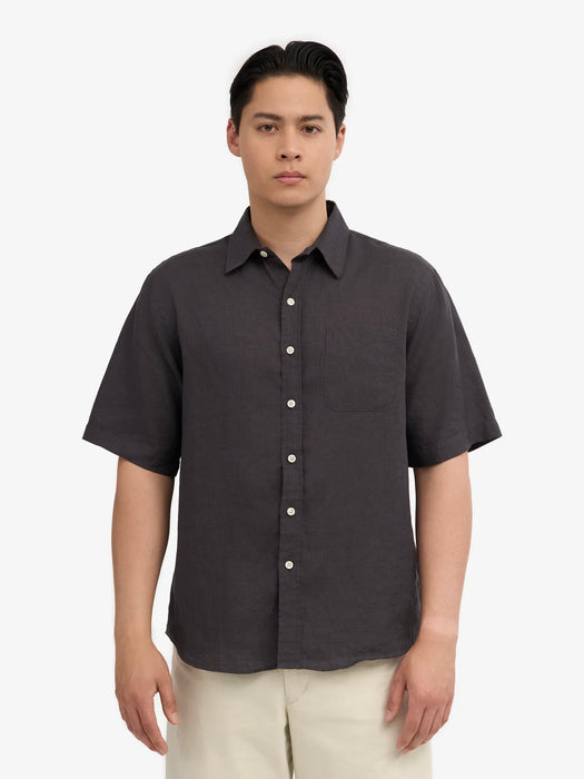Colorful Standard Linen SS Shirt in Lava Grey
