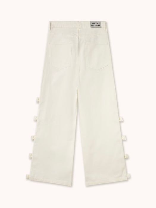 The Tiny Big Sister Bows Maru Denim in Off-White