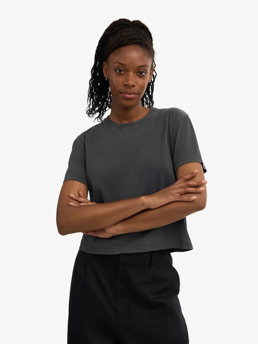 Colorful Standard Women's Boxy Crop T-Shirt in Faded Black