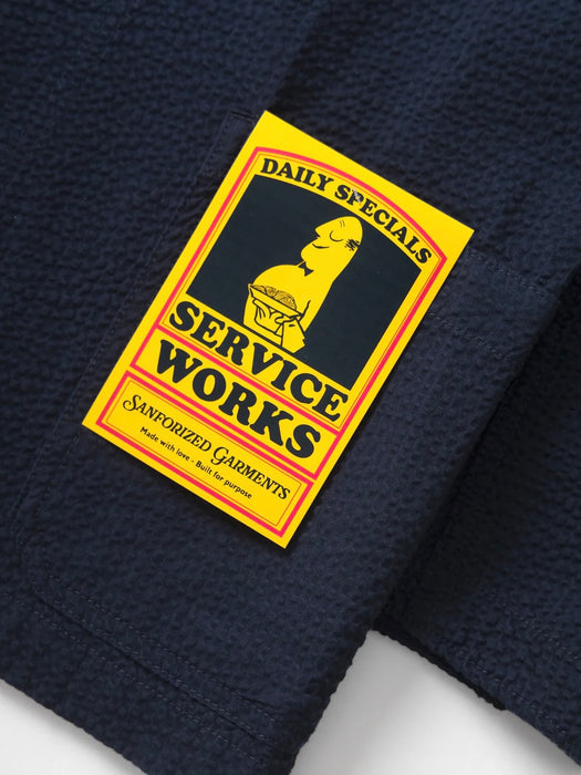 Service Works Server Jacket in Dark Navy Seersucker