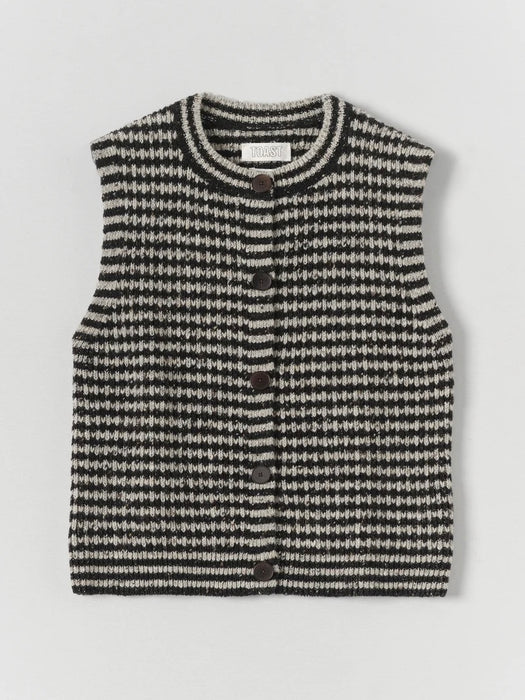 Toast Women Striped Donegal Tank in Flax/Charcoal