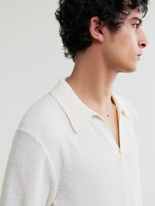 Wax  Sienna SS Polo in Ecru Bouclé