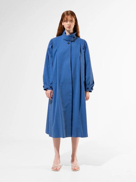 Emin & Paul Pleated Shoulder Coat in Blue