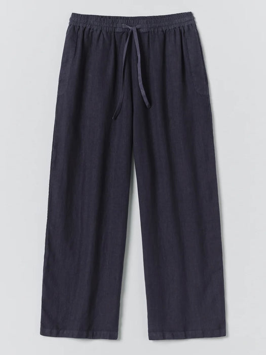Toast Men Garment Dyed Drawstring Linen Trousers in Blueberry