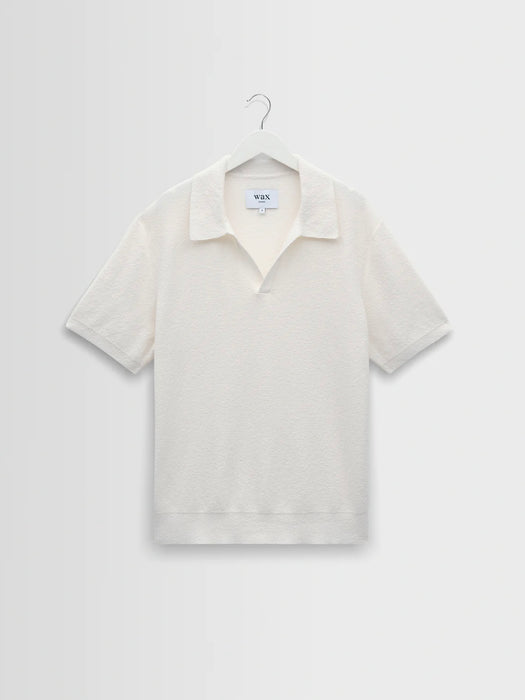 Wax  Sienna SS Polo in Ecru Bouclé