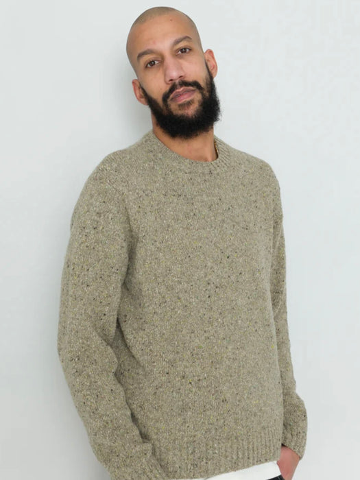 Folk Chain Crew Knit in Light Sage