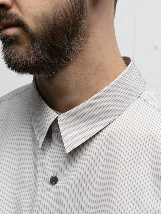 Still By Hand Regular Collar Shirt in Grey Stripe