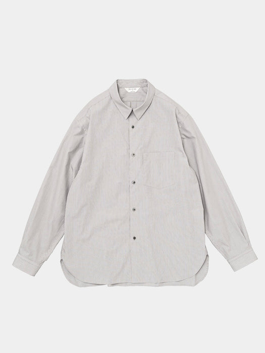 Still By Hand Regular Collar Shirt in Grey Stripe