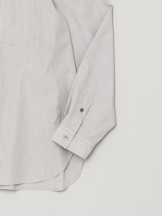 Still By Hand Regular Collar Shirt in Grey Stripe