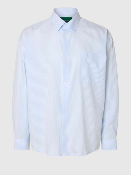 Annarr Volund Textured Stripe Shirt in Light Blue