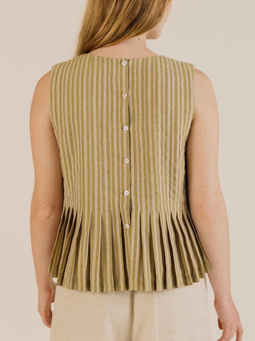 Sideline Minnie Top in Ochre Stripe